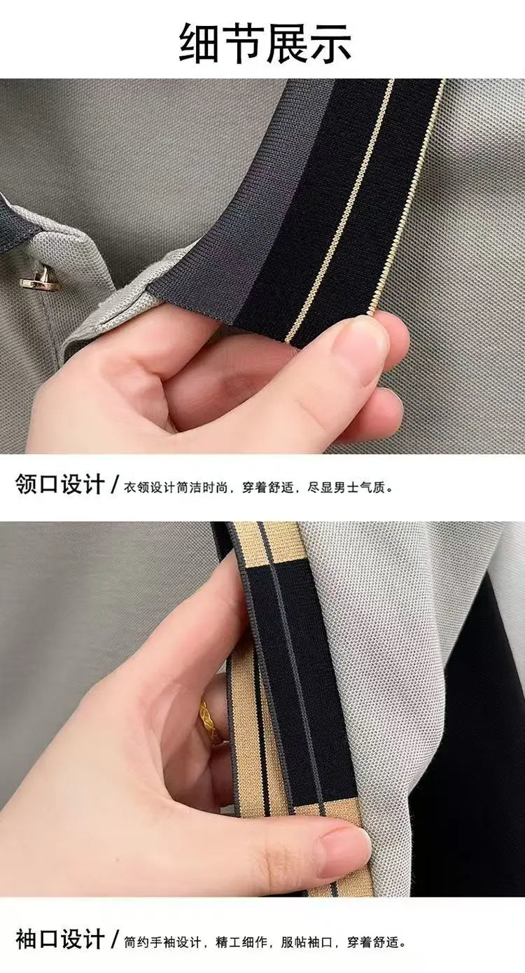 New Men's Fashion Embroidered Collar Short Sleeve Summer New Breathable Polo Shirt Short Sleeve, High Quality Outdoor Men's Top