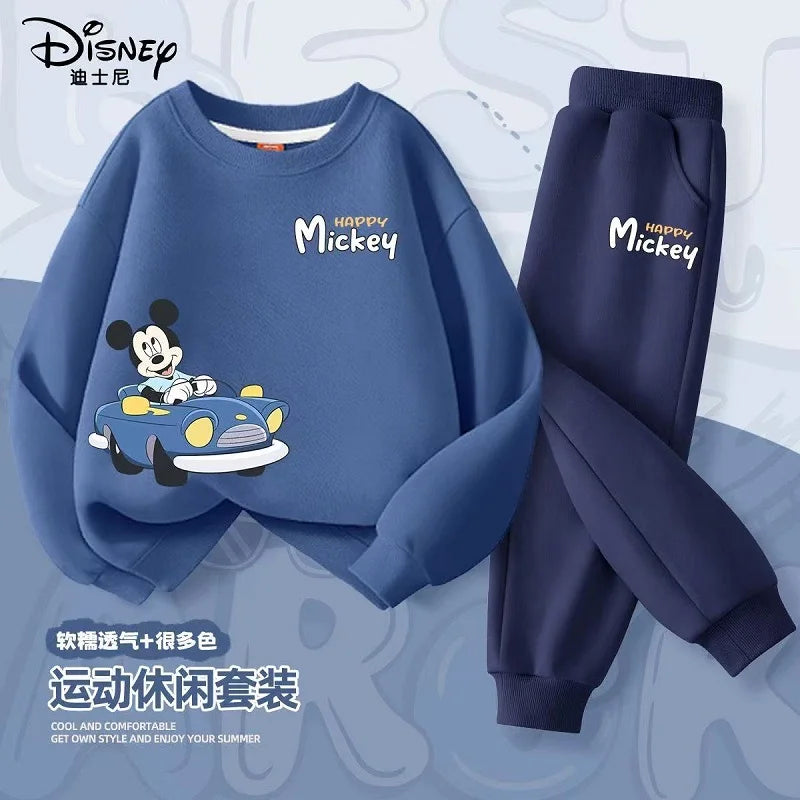 Autumn Baby Girl Boy Clothes Set Children Disney Mickey Printing Sweatshirt Top and Pants Bottom 2 Pcs Suit Cotton Tracksuit