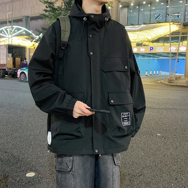 Fashion Men's Spring Autumn Functional Jacket WaterProof Hooded Outdoor Solid Color