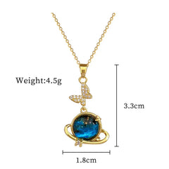 Light Luxurious Temperament Gorgeous Necklace Star and Moon Versatile Stainless