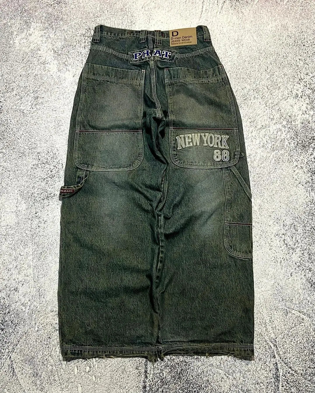 Classic Vintage Straight Pants Baggy Letter Print Women  High Street Casual Trousers