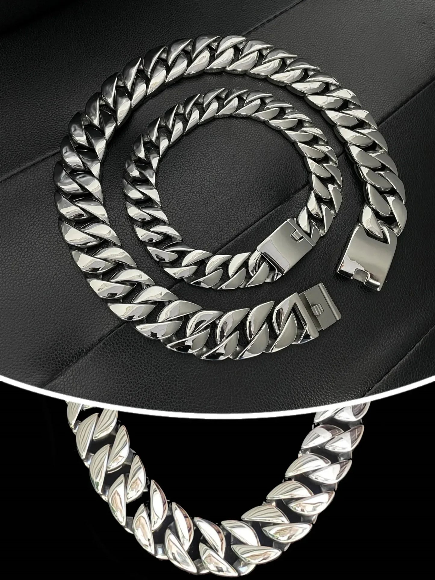 32mm wide and thick Cuban chain, stainless steel bracelet necklace