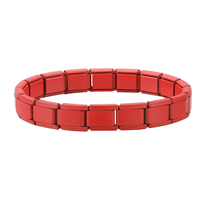 New Women's Men's Jewelry DIY 9MM Width Italian Elastic Charm Bracelet Solid Color Stainless Steel Fashion Bangle
