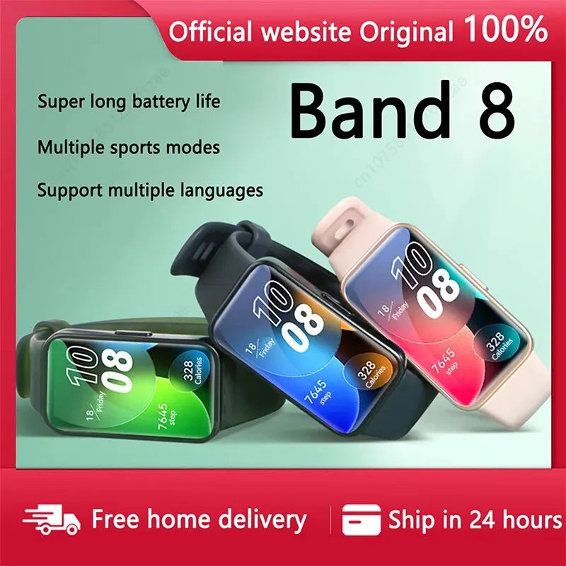 Original HUAWEI Band 8 Smart Band All-day Blood Oxygen 1.47'' AMOLED Screen Heart Rate Smartband 2 Weeks Battery Life