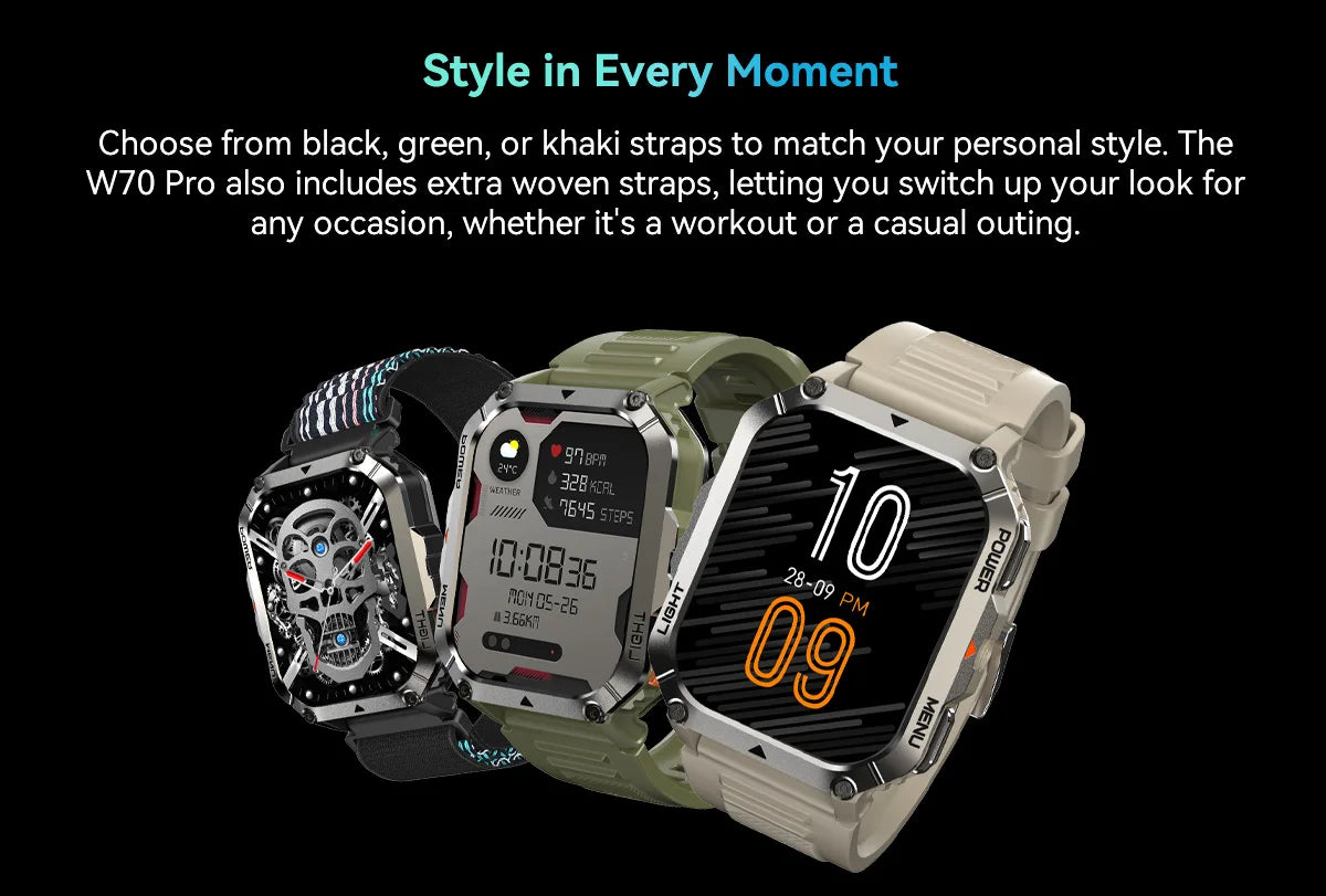 Blackview W70 Pro Sports Fitness Smart Watch 2.01 Screen Bluetooth Talking Watch LED Flashlight Outdoor Smart Watch With Compass