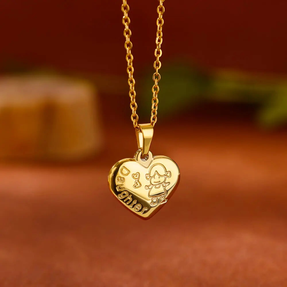 Stainless Steel Love Heart Pendant Necklace For Women Fashion Gold Color Flower Necklace Couple Aesthetic Jewelry Accessories