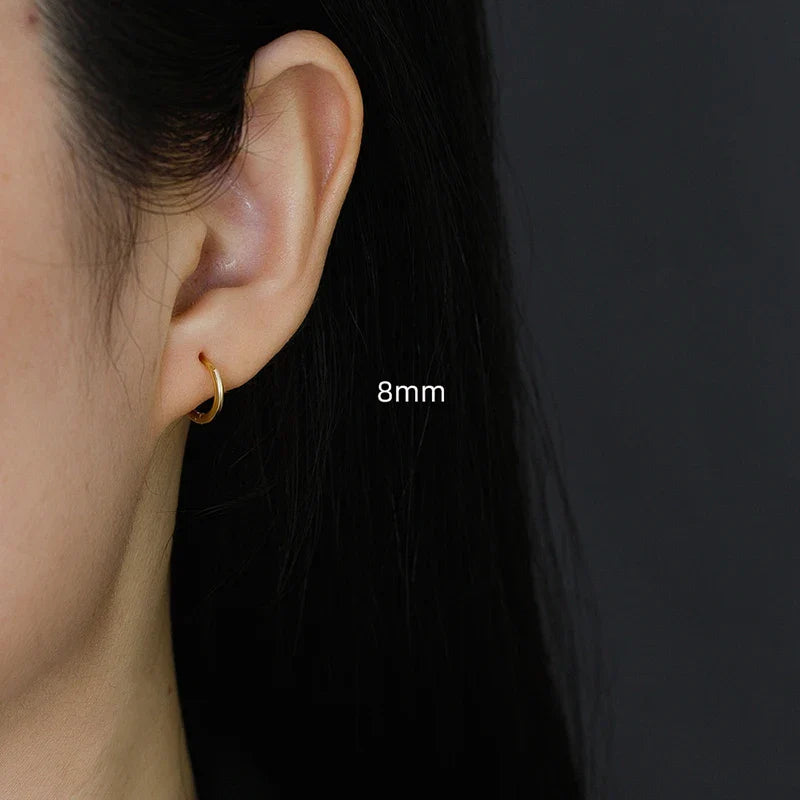 WANTME 925 Sterling Silver Minimalist Glossy Circle Hoop Earrings for Women Fashion Simple Ear Bone Piercing Jewelry Accessories