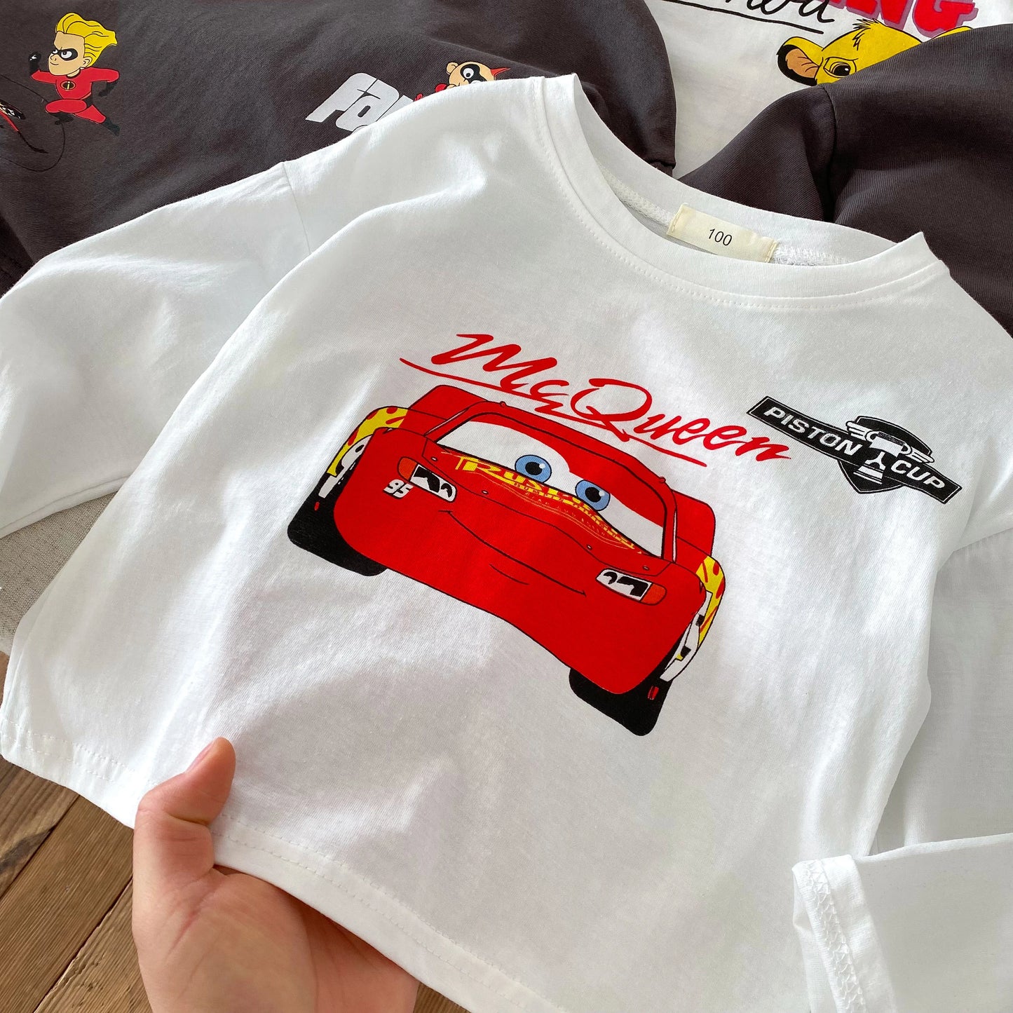 Fashion New Cartoon Car Boys Long Sleeved T-shirts Tops Crewneck Printed Loose Casual Kids Base Shirts Children's Clothes Blouse