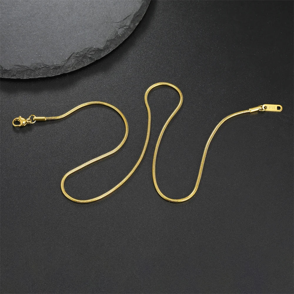 My Shape Round Snake Chain Necklace for Women Men Stainless Steel Link Chain 0.9mm 1.2mm 2mm Chains Choker Fashion Jewelry Gifts