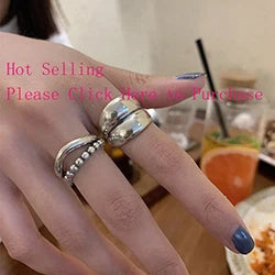 925 Sterling Silver Rings Party Jewelry Vintage Charm Double Layer