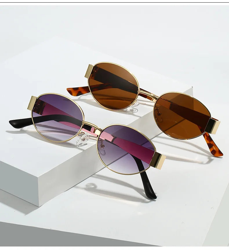 New Oval Frame Fashionable Sunglasses Metal Frame Personalized Sunglasses Ins Trendy Sunglasses For Friend Gifts