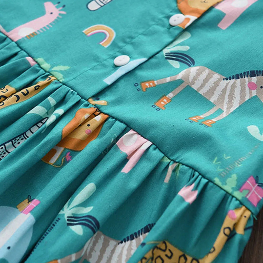 Cartoon Print Baby Girls Princess Dress Fashion Summer Floral Toddler Kid Party