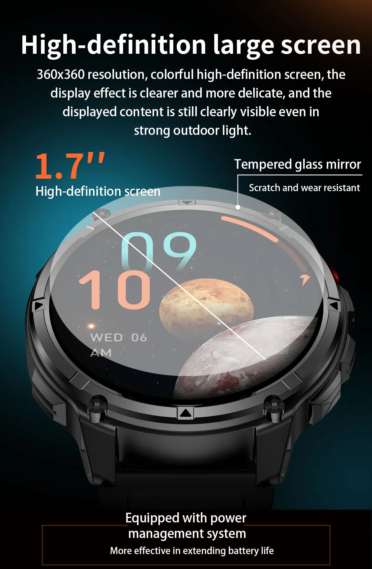 New T-Rex3 1100mAh Large Battery Durable Adult Smart Watch 1.7-inch GPS trackr Compass 5ATM Waterproof BT Call Sports Smartwatch