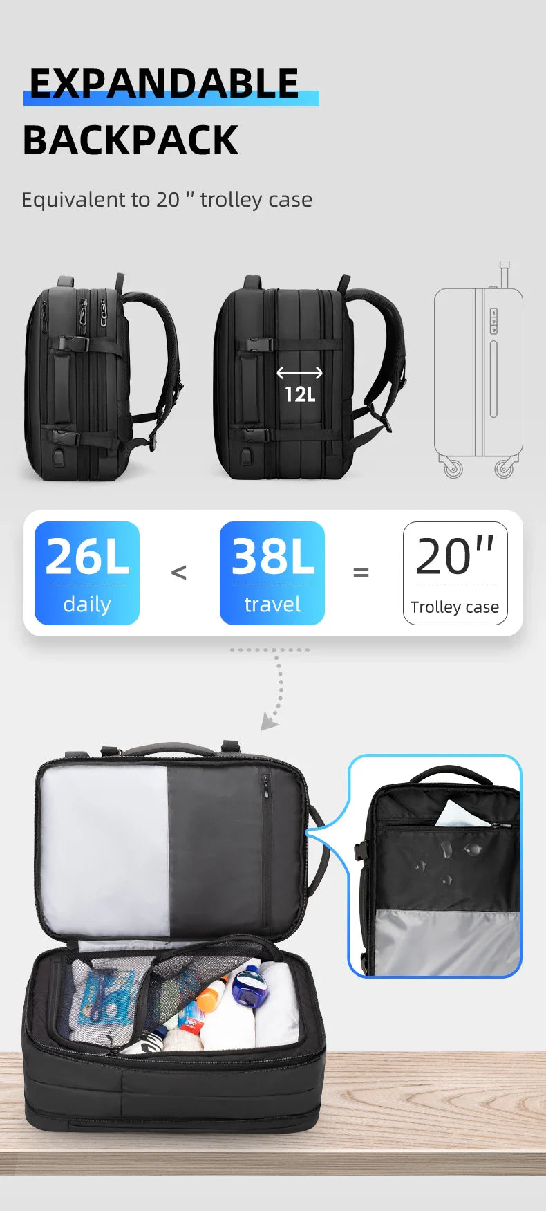 17 inch Laptop Backpack Men Business Carry-on Flight Approved 40l Travel Backpack