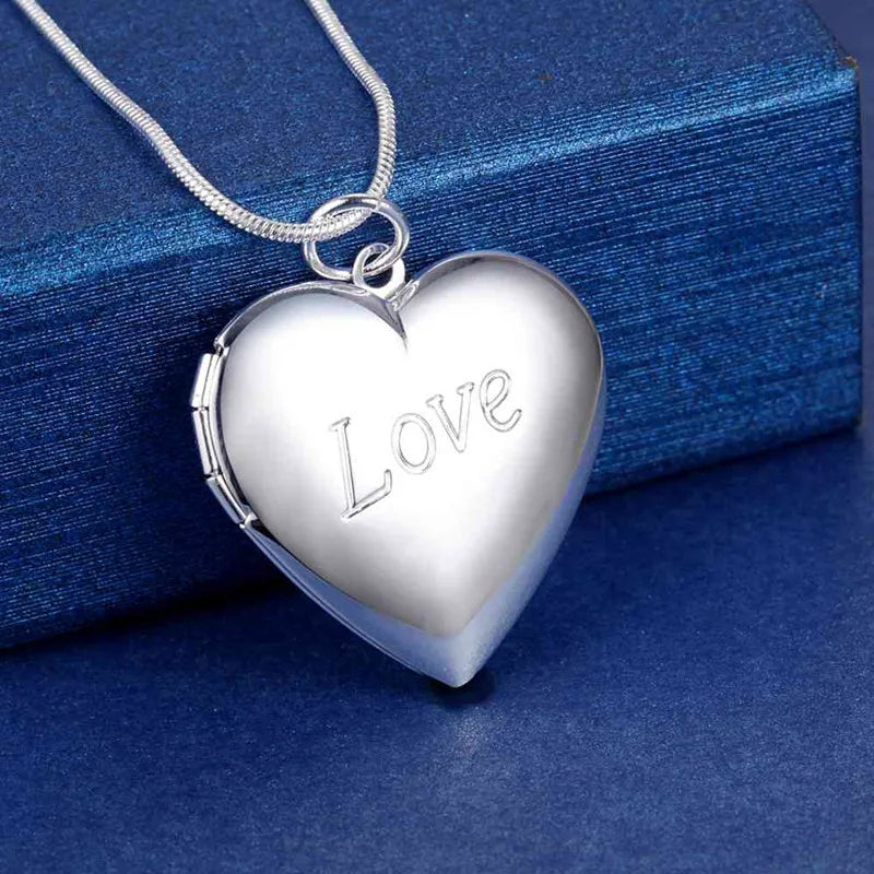 New Arrive 40-75cm 925 Sterling Silver seashell Photo open Frame Necklace Snake Chain For Woman Man Wedding Jewelry wholesale