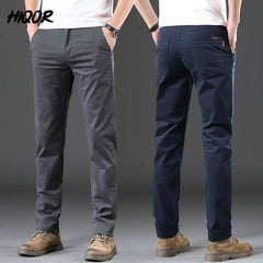 Men's Summer Pants Cotton Casual Pants Man Straight Business Gray Khaki Trousers