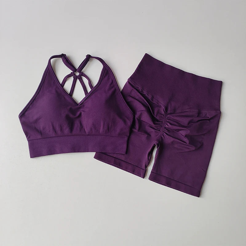 High Waisted Fitness Suit Suspender Beautiful Back Bra Yoga Suit Women