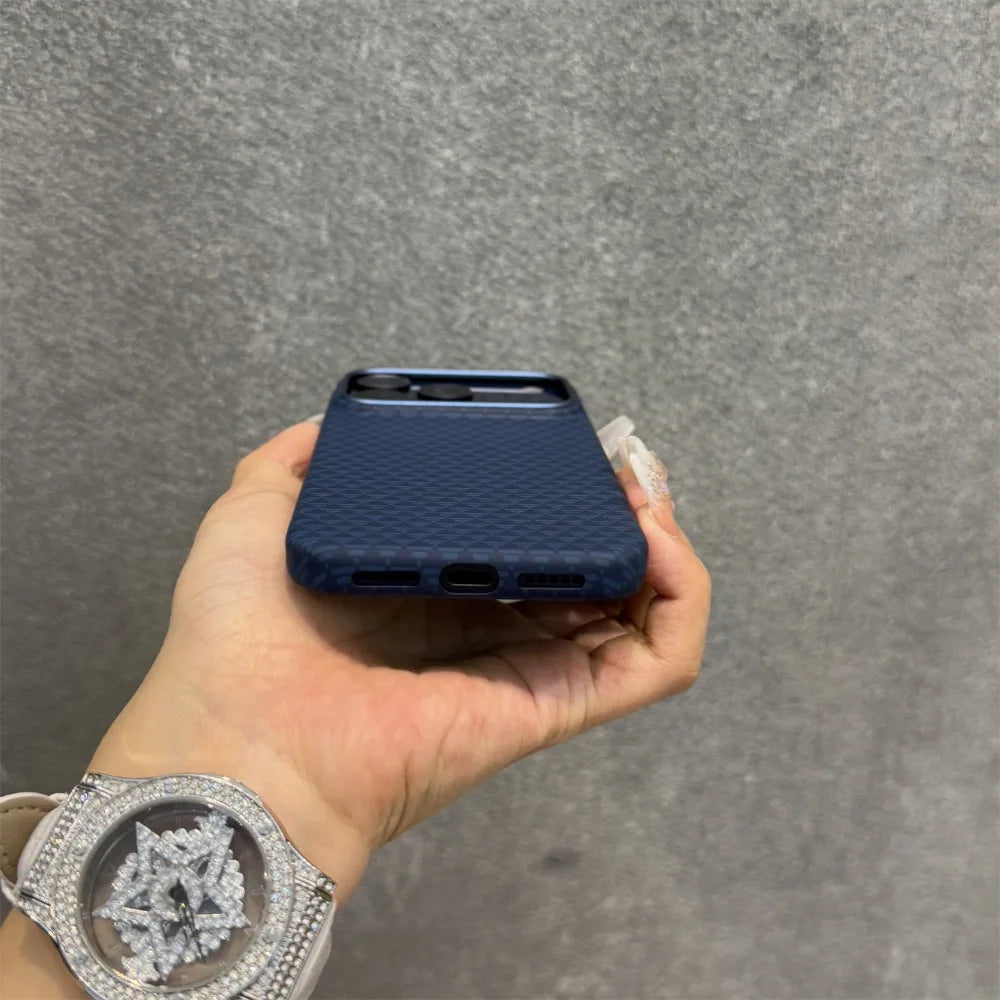 Business Kevlar Matte Hard Carbon Pattern for Mag-safe Original Case for IPhone 17 Pro Max Charge Protection Cover