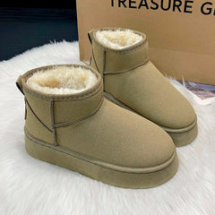 Winter Women Short Plush Warm Snow Boots Flats Casual Shoes Fur Chelsea