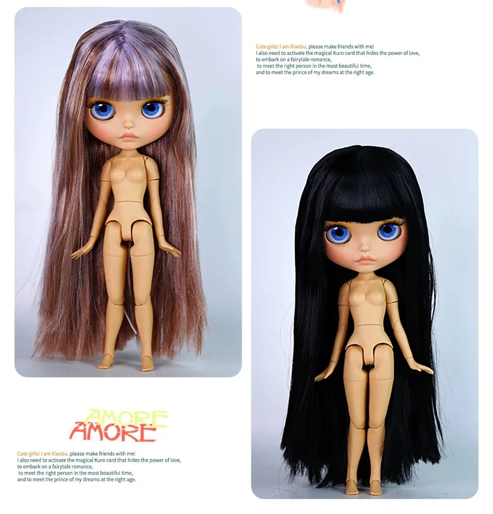 ICY DBS Blyth Doll Tan Skin Matte Face Glossy Face Pouting Lips 30CM BJD 19 Joints Body Doll DIY Make Up Costume Doll Gift Toy
