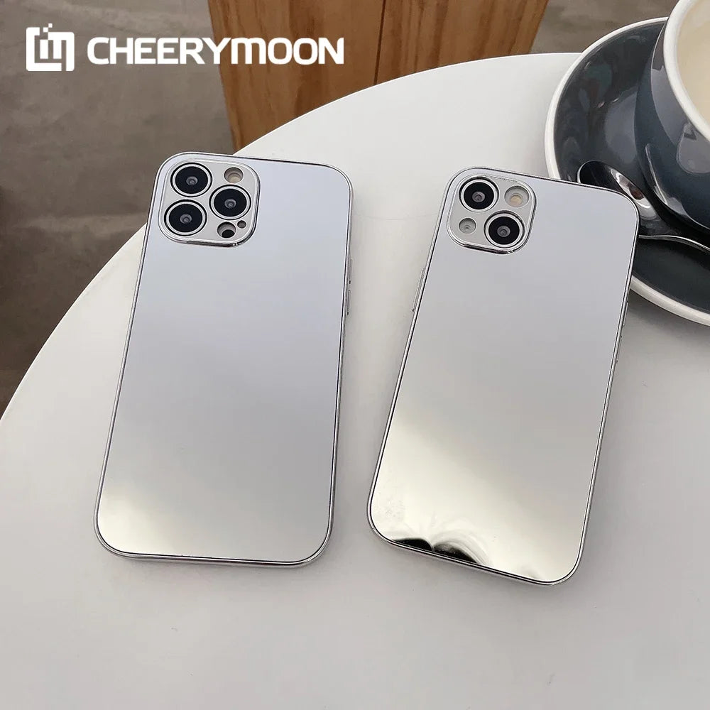 Electroplating Silver Gold Mirror Case For iPhone 16 15 14 13 12 11 Pro Max 15Pro 14Pro Plus 15Promax Protector Cover