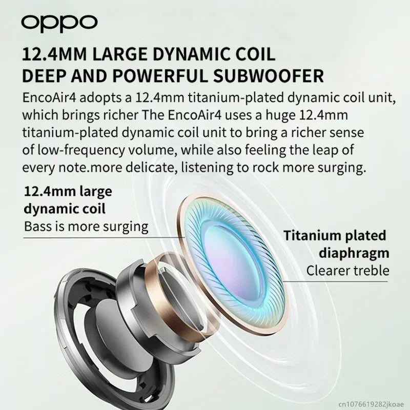 New OPPO Enco Air4 Earphones Wireless Bluetooth 5.4 ANC Noise Cancelling Sports Game Headphones HiFi Stereo HD Mic Call Headset