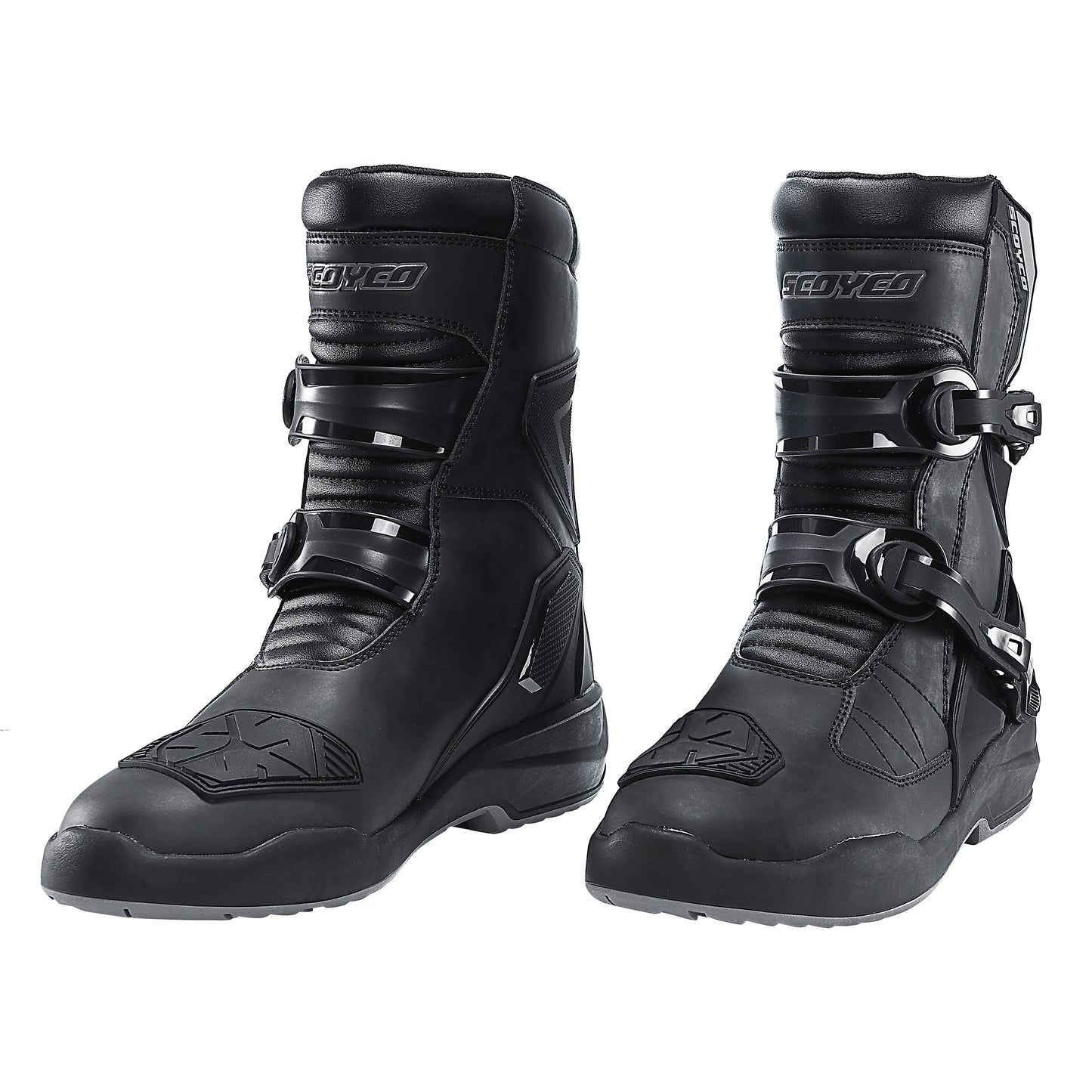 SCOYCO Retro Motorcycle Boots Cowhide Waterproof Mid-Calf Long Boots Riding Motocross Bota Motorbike Botas Motocross Shoes