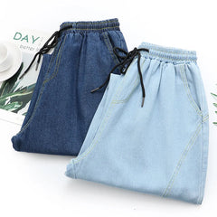 Plus Size Jeans For Women Clothing Fashion Washed Denim Comfort High Waist  Summer