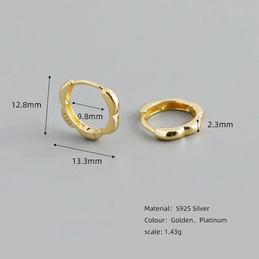 WANTME 925 Sterling Silver Simple European Plum Circle Hoop Earrings For Women Fashion Charms Huggies Party Jewelry Accessories