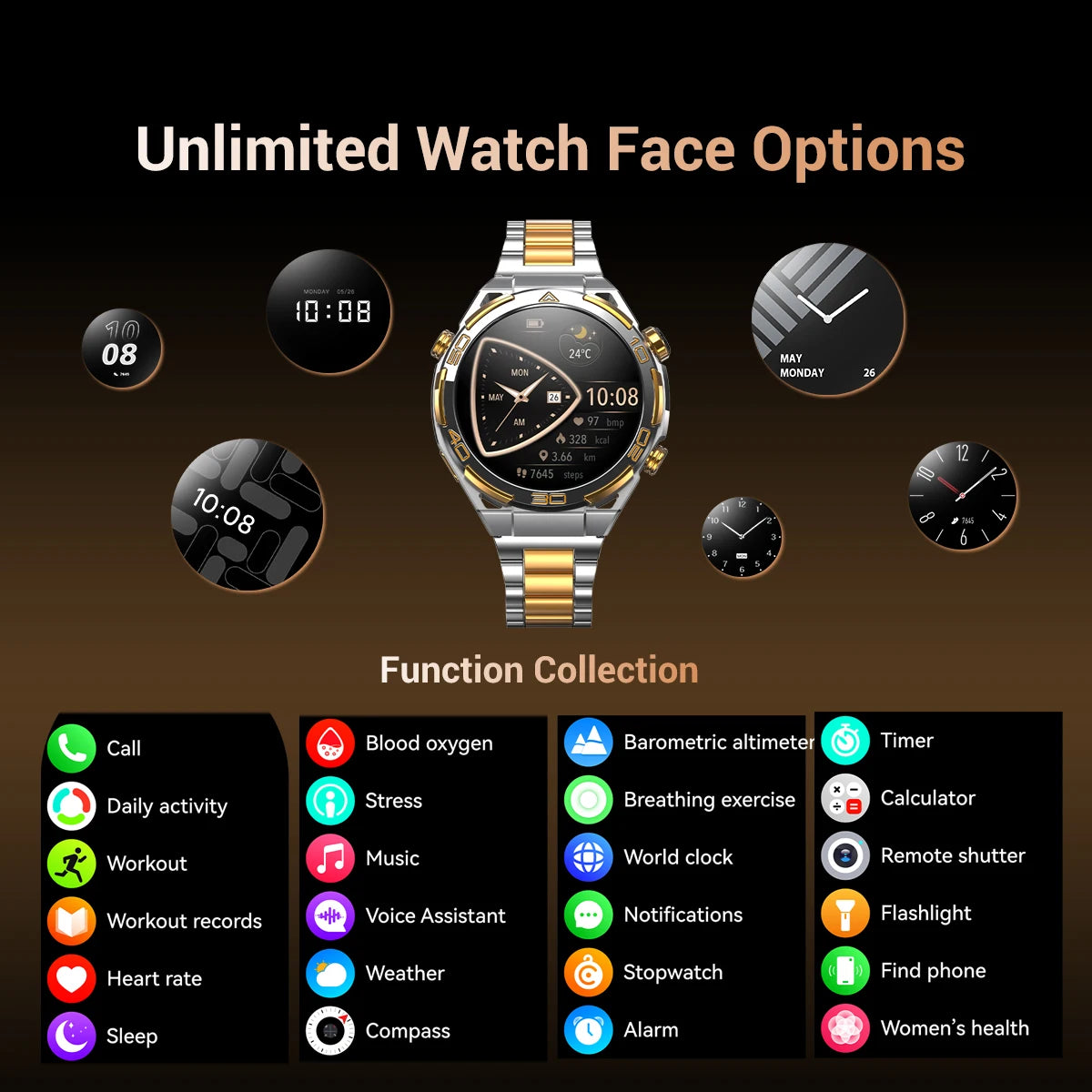 New Blackview W90 Pro GPS Smart Watch 1.43" HD AMOLED Display, 900mAh/ 20Days Standby Bluetooth Waterproof Sport Watch for Men