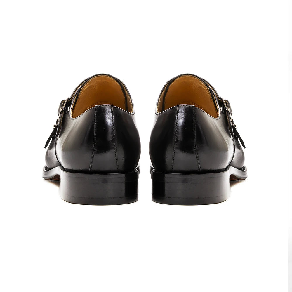 Luxury Men's Double Buckle Monk Strap Formal Shoes Genuine Leather Classic Cap Toe Business Office Wedding Dress Shoes for Men