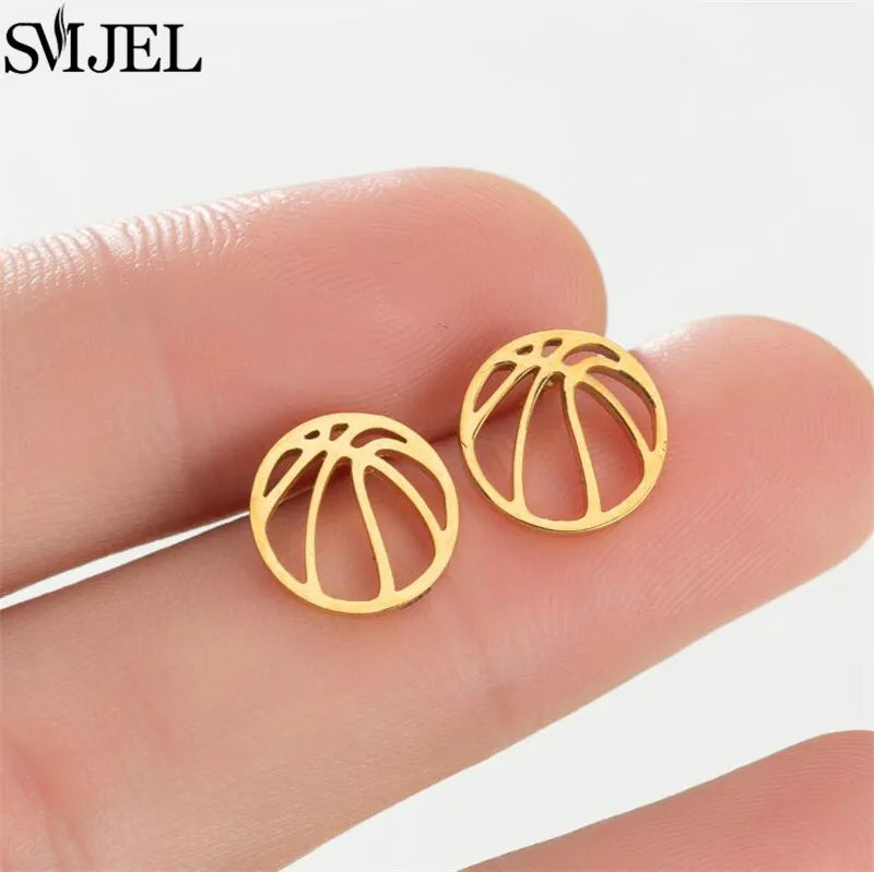 Golden Vintage Mandala leaf Pineapple Earrings for Women Trend Fairy Cup Stainless Steel Earring Punk Game Controller Studs Gift
