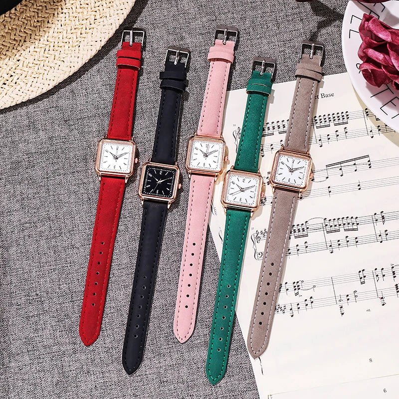 Fashion Square Women Watches Casual Leather Strap Ladies Wristwatches Clock Gift Reloj Mujer