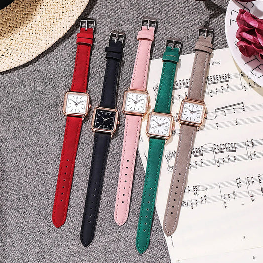 Fashion Square Women Watches Casual Leather Strap Ladies Wristwatches Clock Gift Reloj Mujer