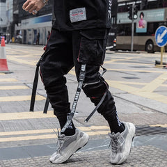 Black Hip Hop Cargo Pants Men Streetwear Cotton Joggers Fashion Sweatpants