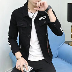 Denim Jackets Man Casual Slim Short Punk Red Jeans Coat for Men Rock