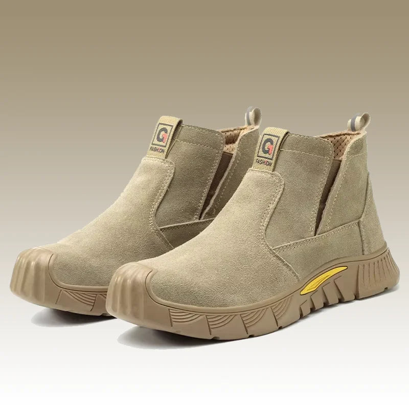 Safety Boots Men Welder Safety Shoes Anti-Smash Indestructible Leather Material Work Boots Steel Toe Security Boots Footwear