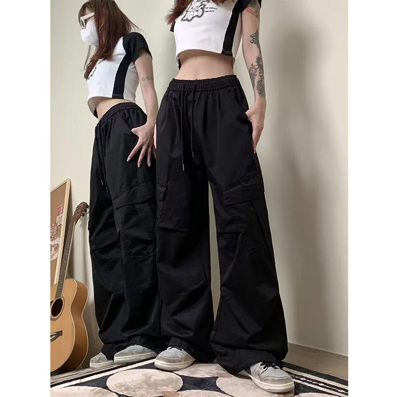 Y2K Streetwear Cargo Pants Women Vintage Big Pocket Baggy Oversize