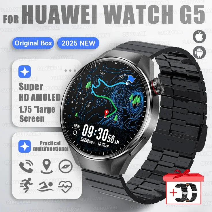 2025New Originl Watch G5 PlUS Smart Watch Men 466*466 HD AMOLED Screen GPS track Heart Rate Bluetooth Call Waterproof SmartWatch