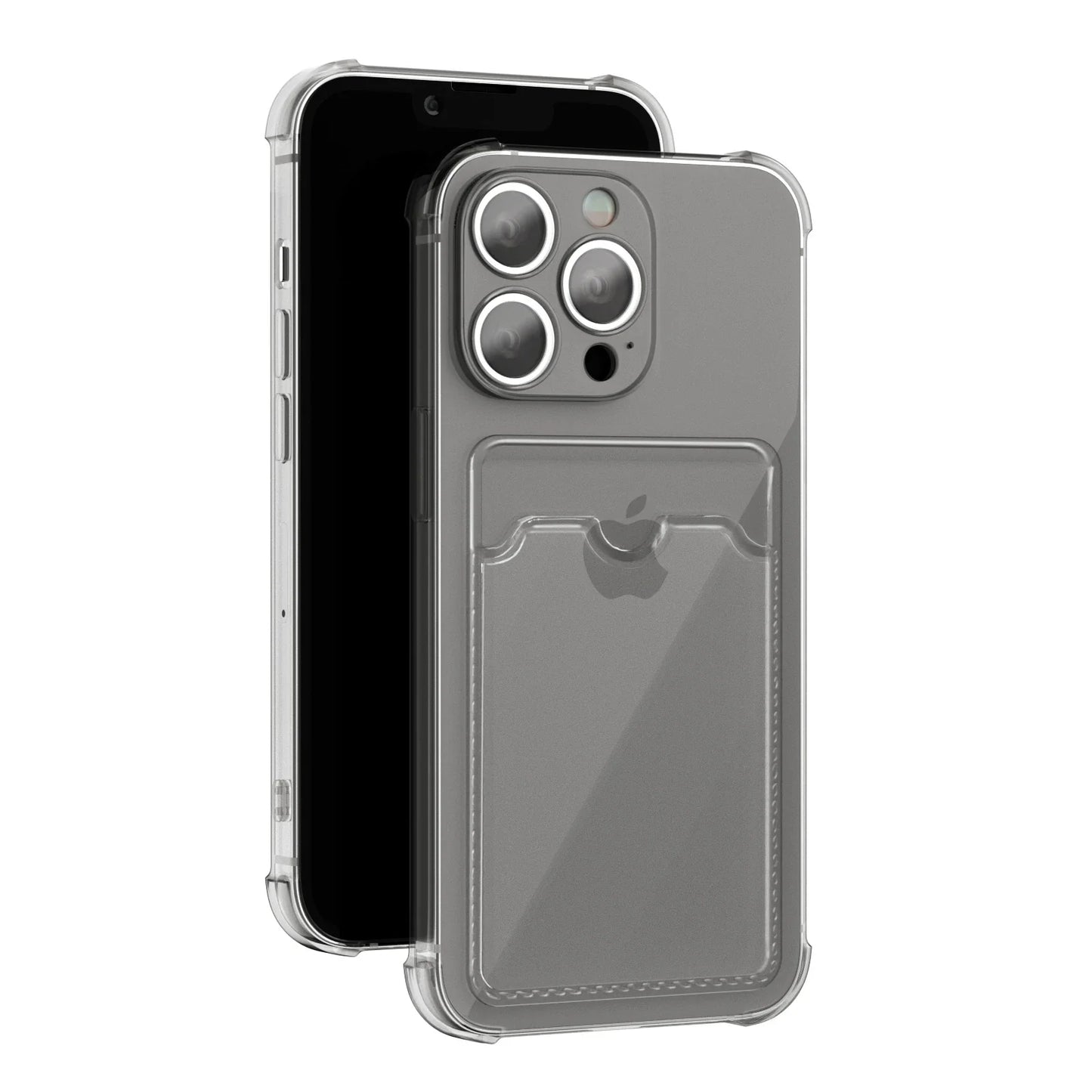 Wallet Card Holder Clear Soft Cases For iPhone 16 Pro Max 13 11 15 14 12 Pro Max Pro Plus XR 7 8 SE Card Slots Cover Small Card