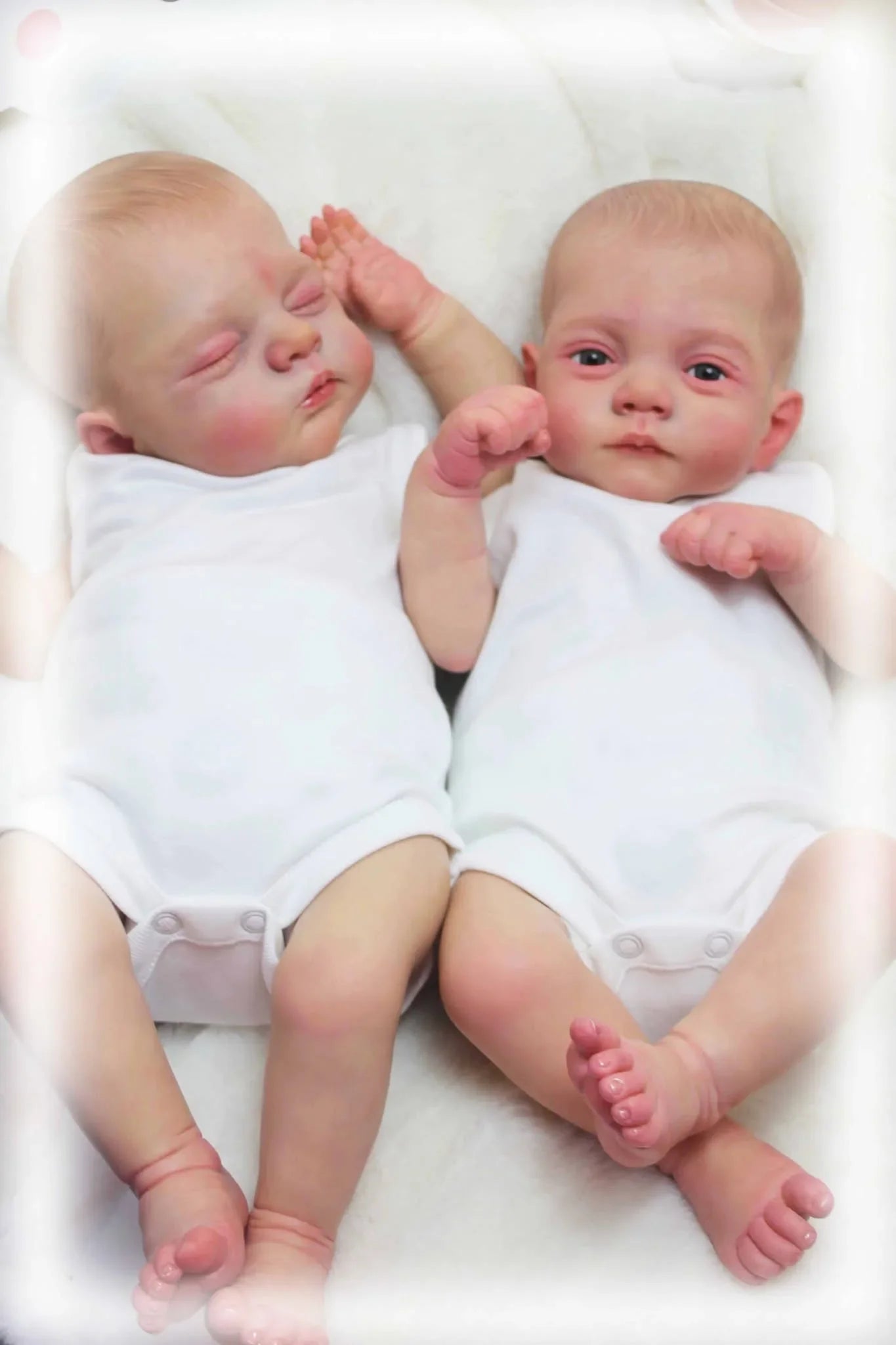 NPK 18inch Irys & Lily Twins Reborn Baby Doll Handmade 3D Skin Multiple Layers Painting Collectible Lifelike Art Doll