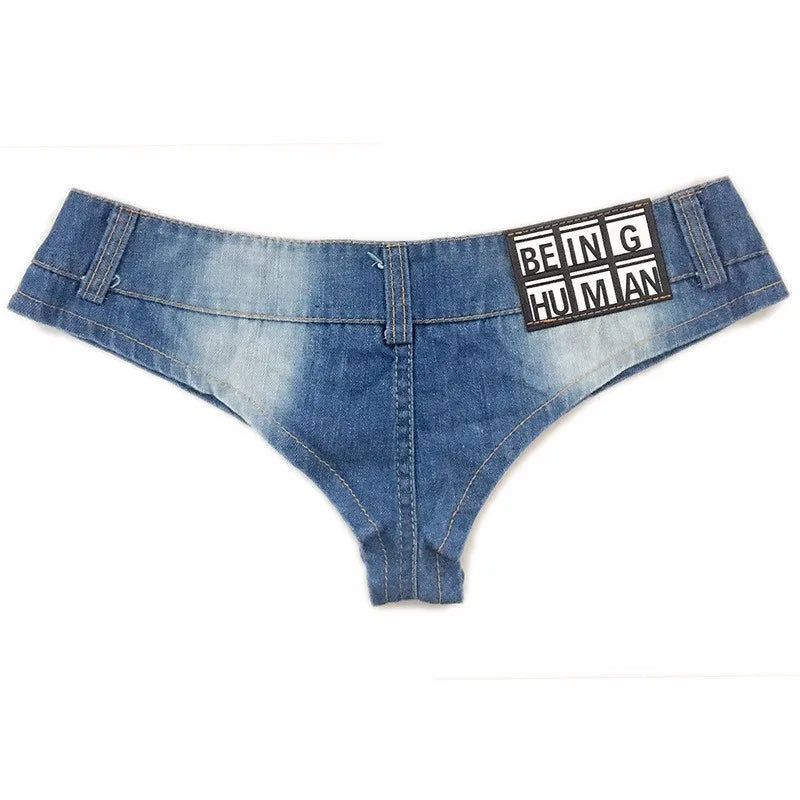 Women Beach Denim Thong Shorts Young Girls Sexy Nightclub Mini Short Jeans Ladies Disco Pole Dance Hotpants Micro Mini Shorts