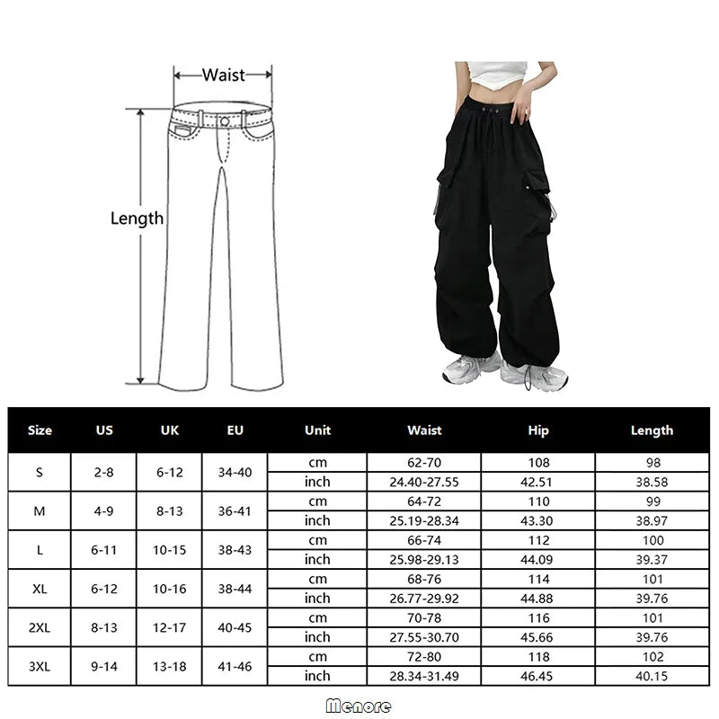 Y2k Cargo Pants Women Streetwear Casual Wide Leg Pants Harajuku Vintage