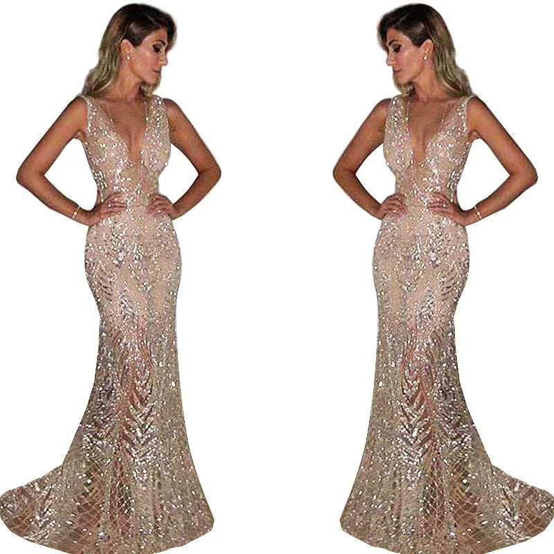 Evening wear Dresses: Evening Dresses V-neck A-line Shiny Beading Celebrity