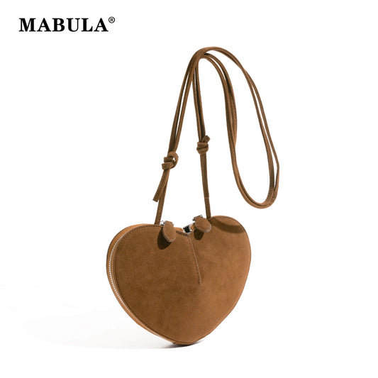 Vintage Faux Suede Hobo Phone Purse Luxury Design Unique Heart Shape