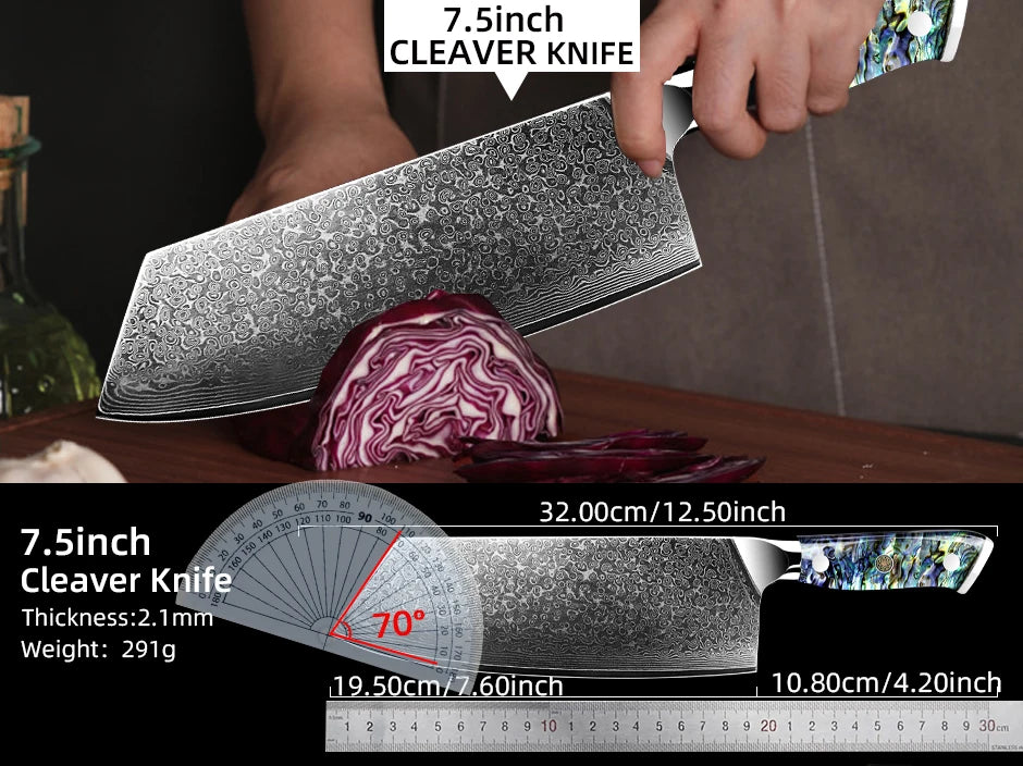 Damascus Knife Chef Knife Japanes VG10 67 Layer Steel Cleaver Paring Bread Knife