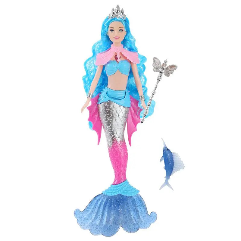 Mermaid Dolls Music Lighting Kids Toys Colorful Doll Body Pink Blue Red Purple Hair Miniature Accessories For Children DIY Game
