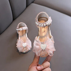 Children Sandals Rhinestone Bow Wedding Princess Girls Sandal Party Dance Baby