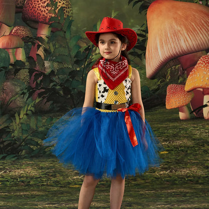 Buzz Lightyear Girls Cosplay Tutu Dress Cow Frocks Jessie Toy Story Costumes BO Peep Woody Vestidos Party Halloween Kids Clothes