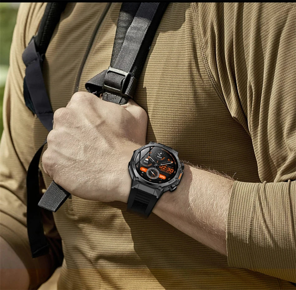 Rugged Outdoor Sports AK82 Smartwatch 1.85" HD Touchscreen 800mAh Long Battery Life Fitness Tracker Calorie Distance Smart Watch